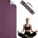 Yoga Mat Non Slip, Anti-Tear 1/4" & 2/5" Thick TPE Yoga Mats for Women and Men, a stylish and practical dual-tone yoga mat.72"x24" Exercise & Fitness Mat with Carrying Strap, Workout Mats for Yoga, Pilates and Floor Exercise, Purple + Matcha green