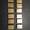 UNIQOOO 12 Pack Gold Birch Wood Stands /1.2mm Slot for Cardstock, Wedding Table Numbers Holders, Photo Holder, Photo Display Stand for Event Decor, Retail Shop, Cafe Restaurant Menu, Business Card, Name Tag