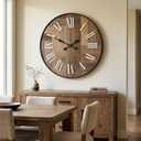 30 Inch Large Farmhouse Wall Clock with 3D Roman Numerals (Brown)