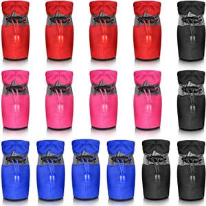 Weewooday 4 Sets Waterproof Dog Shoes Adjustable Drawstring Rain Snow Dog Booties Anti-Slip Paw Protector Soft Soled Pet Puppy Sock Shoes(S: 1.37 x 1.17in (LW))
