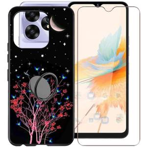 for Umidigi A15 Case, [ 1 x Tempered Glass Protective Film], Shockproof Soft Cover, with [360 Rotation Ring Kickstand] Case for Umidigi A15 (6.70") - Miracle