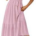 PRETTYGARDEN Women's Summer Floral Boho Maxi Dress Wrap Short Sleeve V Neck Ruffle A-Line Flowy Wedding Guest Long Dresses (Medium)