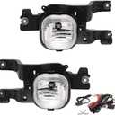 Driving Fog Lights Lamps Replacement for 2008 2009 2010 Ford F250 350 450 Super Duty with H10 12V 42W Halogen Bulbs & Wiring Harness Kit (Clear Lens)
