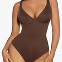FeelinGirl Shapewear Bodysuits for Women Tummy Control Body Suits Deep V Neck Thong Body Shaper, M