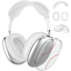 Cute Soft TPU for AirPods Max Case+Silicone Ear Pad Case and Headband Cover for AirPods Max,Baseball