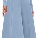 PRETTYGARDEN Cocktail Dresses for Women 2026 Elegant Classy Fall Long Sleeve Midi A Line Flowy Modest Winter Party Dress, Light Blue, X-Large