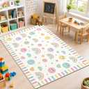 gisgfim 5x7.6ft Large Classroom Rugs Smile Face Seating Carpet, Pastel