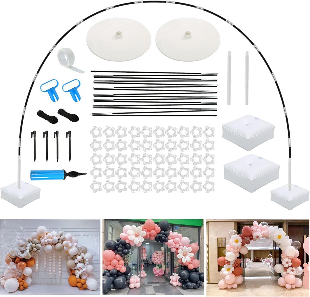 Balloon Arch, Innovation Large Sturdy Balloon Arch Kit,10Ft Wide & 9FT Tall Adjustable Balloon Stand with Water Fillable Bases, Manual Pump - for Wedding, Birthday, Baby Shower, Graduation