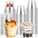 GGOLDMER 60 Pack 9 oz Clear Plastic Cups with Lids No Hole, Dessert Cups Disposable Cups with Lids for Ice Cream, Fruit, Pudding, Cake, Cold Drinks, Smoothie and Snacks