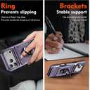 for iPhone 17 Pro Max Wallet Case with Card Holder + 1 Screen Protector, (2 Cards) & 360Ring Kickstand Military Grade Drop Shockproof Rugged Case for iPhone 17 Pro Max 6.9"(Purple)