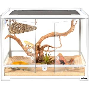 OIIBO 30 Gallon Reptile Tank, 24" x 18" x 18" Front Opening Reptile Terrarium for Reptiles Amphibians Pets, Bearded Dragon Lizard Gecko Snake Tank Reptile Glass Terrariums