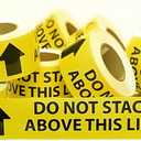DO NOT STACK ABOVE. NADCO Vinyl Adhesive Tape - Aisle Marking 3x200ft, Black Text on Yellow, 4mil Thick, Acrylic Permanent, W-2 Arrows, -40 to 176 deg F, Industrial Use, 3 Inches Wide x 200 Feet
