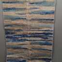 Modern Abstract Runner Rug 2x5 Ft, Blue Washable Entryway Kitchen Runner Non-Slip Soft Hallway Rug Runner Thin Print Faux Wool Carpet for Bedroom Laundry Room Indoor (Blue Aqua/Beige Taupe Multi)