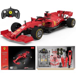 Voltz Toys Licensed Ferrari F1 SF1000 RC Car Building Kit, 1/16 Scale Supercar Assembly Set with Remote Controller, Licensed Model, 65 Pieces, STEM Kits for Kids and Adults, Ages 8+ (Ferrari SF1000)