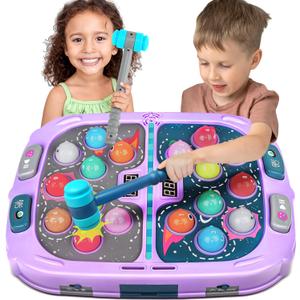 Whack Game Mole, Toys for 3+ Year Old, Birthday Gifts for 3 4 5 6 Year old Boys, Boys Toys Age 3, Toddler Gifts,2 Player Game Toy, Larger 11*15in Whack Toy with 5 Modes, 9 Speeds, 54 Levels and Light & Sounds (Purple)