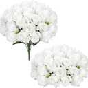 White Roses Artificial Flowers, 2 Pack Rose Fake Flower Bouquets Realistic Faux Silk Flowers for Vase Bridal Bouquet Wedding Centerpieces Arrangements Home Dcor
