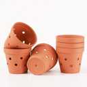 6" Terracotta Pots with Drainage Holes, 6 Pack - Classic Clay Planters for Indoor Outdoor Plants