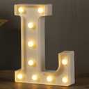 HXWEIYE Light Up Letters L, LED Marquee Letters Light Sign 26 Alphabet and 10 Number Big Lights Letter for Party Birthday Bar Battery Powered Christmas Decor Letter Lights (Warm White) (8.5 Inch)