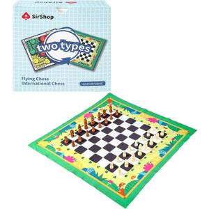 2-in-1 Travel Game Set, Portable Chess and Flying Chess with 20-inch Foldable Chess Board, 48 Chess Pieces, Extra Dice and Sturdy Storage Bag, Travel Board Games for Kids and Adults