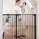 COMOMY 36" Extra Tall Baby Gate for Stairs and Doorways - Fits 29.5" to 48.8" Wide Openings, Auto Close Extra Wide Dog Gate for House, Pressure Mounted Easy Walk Through Pet With Door, Black