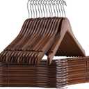 Wooden Hangers 20 Pack - Sturdy Walnut Hangers for Shirts, Coats & Dresses - Ideal for Laundry & Everyday Use