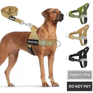 SlowTon No Pull Dog Harness - Heavy Duty Dog Harness and Leash Set for Medium Large Dogs, Reflective Tactical Harness with Soft Padded and Front Clip for Easy Walk and Training (Tan L) (Large (Chest 26.4-30.3"))