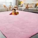 Rugs for Living Room 8x10, Alfombras para Salas Fluffy Shag Large Fuzzy Plush Soft Area Rug, Shaggy Carpets for Bedroom, Kids Boys Girls Home Decor Aesthetic(8 x 10, Pink)