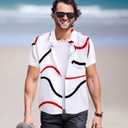 Hawaiian Shirt for Men Short Sleeve Button Summer Beach Casual Short Sleeve Tropical Holiday Beach Shirts (White, S)