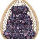 AceOrbit Egg Chair Cushion Replacement, 5" Thick Indoor Outdoor Hanging Basket Chair Pads with Headrest Pillow & Ties, Comfortable Patio Swing Seat Cushion(Colorful Vine), 47" x 31" x 5 inches