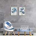 TAR TAR STUDIO Blue Flower Artwork Canvas Picture: Floral Painting Bloom Wall Art Print on Canvas for Dining Room (11''W x 16''H x 2 PCS, Multiple Sizes/Material)
