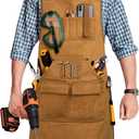 Woodworking Apron for Men, Shop Apron 20 oz Canvas Work Apron with 9 Tool Pockets, Heavy Duty Wood Working Workshop Bib Apron for Carpenter Woodworker Blacksmith, Men Gift, Adjustable to S- 3XL, Khaki