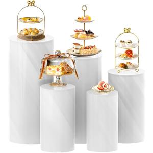 Sedeke 5PC Cylinder Pedestal Stands for Party, White Round Large Cylinder Tables, Pedestal Display Plinth Pillars for Wedding Ceremony Birthday Party Art Decor