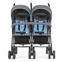 Dream On Me Volgo Twin Baby Stroller, Lightweight Side-by-Side Double Umbrella Stroller with Adjustable Canopy, 5-Point Harness, Storage Basket & Travel-Friendly Fold Blue and Dark Grey
