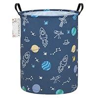 Storage Basket, Nursery Hamper Canvas Laundry Basket Foldable with Waterproof PE Coating Large Storage Baskets for Kids Boys and Girls, Office, Bedroom, Clothes,Toys（Colorful Space ）