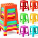 Leinuosen 6 Pcs Plastic Stool for Classroom 18 Inch Stackable School Stools Modern Portable Nesting Chair for Kids Students Classroom School Home Office (Bright)