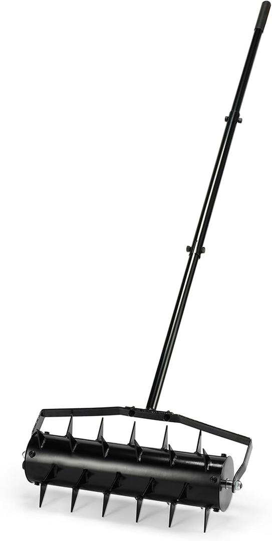 Rolling Lawn Aerator, 56" L x 16" W, Manual Lawn Aerators Tool w/Detachable Steel Handle, Grass Aerator w/Tine Spikes, Lawn Aeration Machine for Garden, Yard, Cropland to Loose Soil