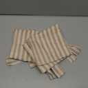 jinchan Tab Top Linen Kitchen Curtains 24 Inches Striped Tier Curtains Farmhouse Modern Cafe Style Small Window Treatments Airy Light Filtering Rod Pocket for Living Room Bathroom 2 Panels Tan