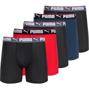 PUMA mens 5 Pack Performance Boxer Briefs (S)
