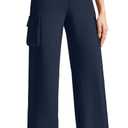 G4Free EverGoing Women's Wide Leg Yoga Pants with 4 Pockets High Waisted Cargo Pants Stretch Casual Sweatpants, Small