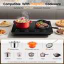 AMZCHEF Portable-Induction-Cooktop-2-Burner-ETL-Certified: 18 Power & 20 Temperature Levels Induction Burners 1800W, Independent Control,10-hour Timer, Safety Lock, Low Noise Electric Cooktops