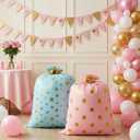 Fulmoon 8 Pcs 48 Inch Jumbo Gift Bag Golden Extra Large Bags with Pull Flowers, Graduation Plastic Giant Gift Oversized Wrapping for Wedding Birthday Baby Shower(Macaron Color)