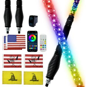 2 Pack Whip Lights with Spring Base, 3ft UTV LED Whip Light for ATV
Whip Lights for Side by Side with APP & Remote Rocker Switch, Spiral RGB Chasing Lighted Whips for Can-Am SXS Polaris Truck