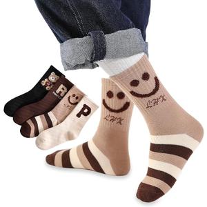mayoken Unisex Kids Socks Boys and Girls Ankle Socks Teen Crew Socks Athletic Cotton Socks for Children 4 Pairs 3T-12T (XX-Large, Bear)