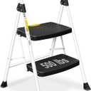 SocTone 2 Step Ladder, Folding Step Stool for Adults with Handle, Lightweight, Perfect for Kitchen& Household, 500lbs Capacity Sturdy Steel Ladder, White