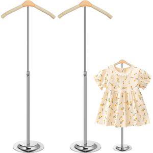 Huaerle 2 Pcs Child T Shirt Display Stand Adjustable Clothes Rack Display Flexible Shoulder Stand Portable Clothes Hanger Clothing Hanging Rack for Garment Coat Retail Vendor, Height 16-27.9In (Beige)