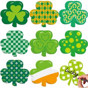 WorldBazaar St. Patrick's Day Shamrock Cutouts 45 Pcs Green Clover Cutouts 4" Irish Lucky Bulletin Board Decorations St Patrick Day Arts Crafts