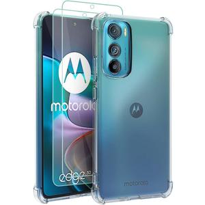 Osophter for Motorola Edge 2022 Case Clear, Moto Edge 2022 Case Transparent with Screen Protector Reinforced Corners TPU Shock-Absorption Flexible Cell Phone Cover(Clear)