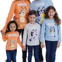 Bluey Bingo Chilli Mom Bandit Dad Long Sleeve Matching Family T-Shirt Toddler to Adult