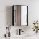 TokeShimi 14 x 18 in Black Medicine Cabinet Mirror, Adjustable Shelves