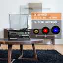 LoopTone Vinyl Record Player 9 in 1, 3 Speed Bluetooth Vintage Turntable CD Cassette Player AM/FM Radio USB Recorder Aux-in RCA Line-Out (Black Edition)